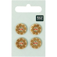 Rico Design | Holzknöpfe mit Blüte 1,6cm 4...