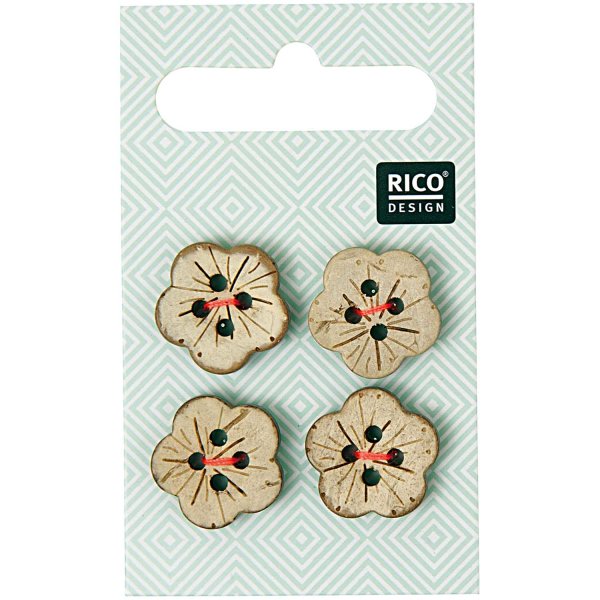 Rico Design | Knöpfe in Blütenform 1,6cm 4 Stück