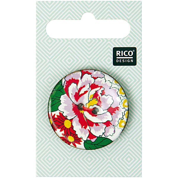 Rico Design | Knopf mit Rose rosa 3,4cm